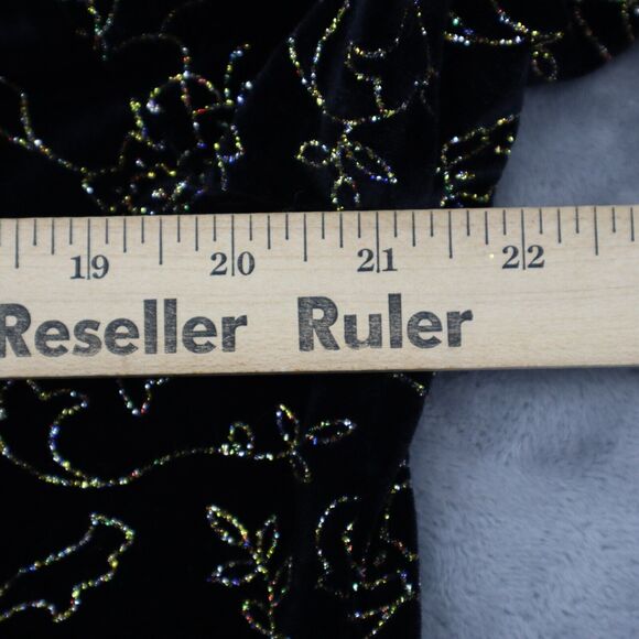 JBS Shirt Womens XL Black Long Sleeve VNeck Floral Shoulder Pads Button Blouse - Picture 4 of 16